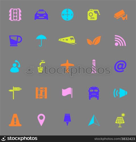 Map sign color icons on gray background, stock vector