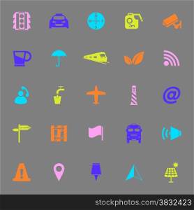 Map sign color icons on gray background, stock vector
