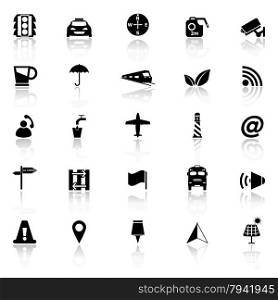 Map sign icons with reflect on white background, stock vector
