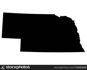 Map silhouette of the U.S. state of Nebraska Vector illustration Eps 10. Map silhouette of the U.S. state of Nebraska Vector