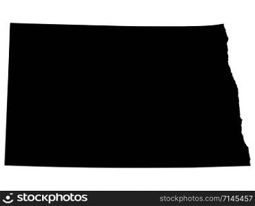 Map silhouette of the U.S. state of North Dakota Vector illustration Eps 10. Map silhouette of the U.S. state of North Dakota Vector