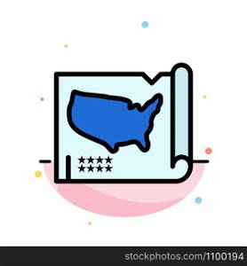 Map, States, United, Usa Abstract Flat Color Icon Template