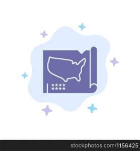 Map, States, United, Usa Blue Icon on Abstract Cloud Background
