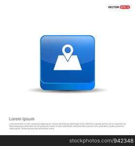 Map with pointer icon - 3d Blue Button.