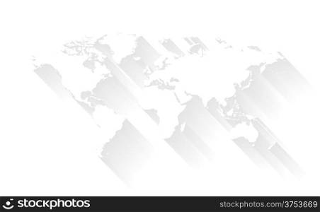Map with smooth vector shadows and white map of the continents of the world. EPS 10 vector illustration