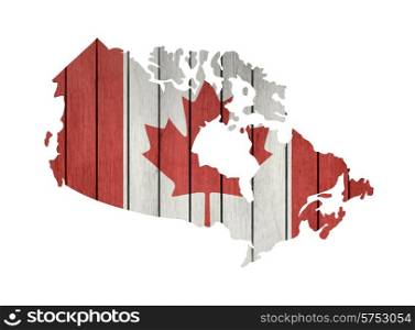 Map With Wooden Flag Of Canada