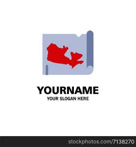 Map, World, Canada Business Logo Template. Flat Color