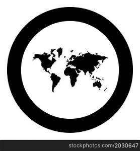 Map world icon in circle round black color vector illustration image solid outline style simple. Map world icon in circle round black color vector illustration image solid outline style