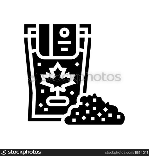 maple flakes bag packaging glyph icon vector. maple flakes bag packaging sign. isolated contour symbol black illustration. maple flakes bag packaging glyph icon vector illustration