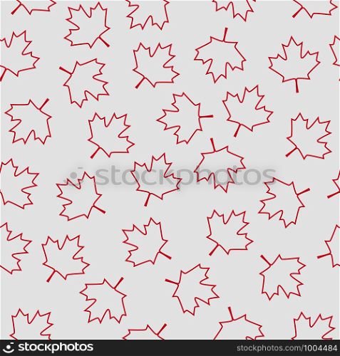 Maple leaf abstract outline seamless pattern. Canadian national symbol - red maple. Perfect for any design purposes.. Red maple leaf abstract outline seamless pattern.