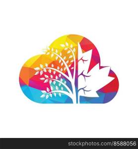 Maple leaf and tree vector design template. maple tree cloud vector design template. 