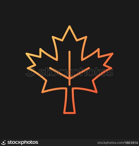 Maple leaf gradient vector icon for dark theme. Common used symbol of Canada. Central element of canadian national flag. Thin line color symbol. Modern style pictogram. Vector isolated outline drawing. Maple leaf gradient vector icon for dark theme
