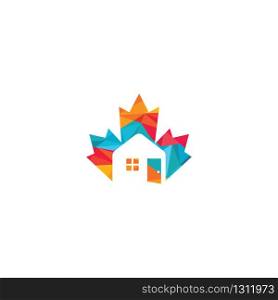 Maple leaf home vector logo design. Maple leaf real estate vector logo.