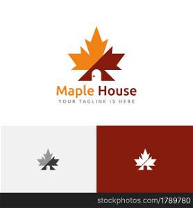 Maple Leaf House Home Autumn Fall Season Real Estate Logo