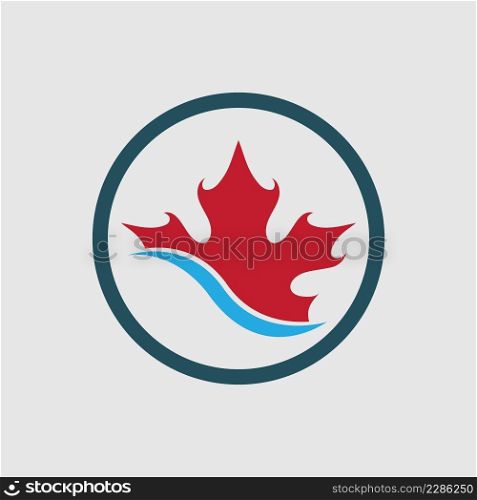 Maple leaf logo illustration design on gray background