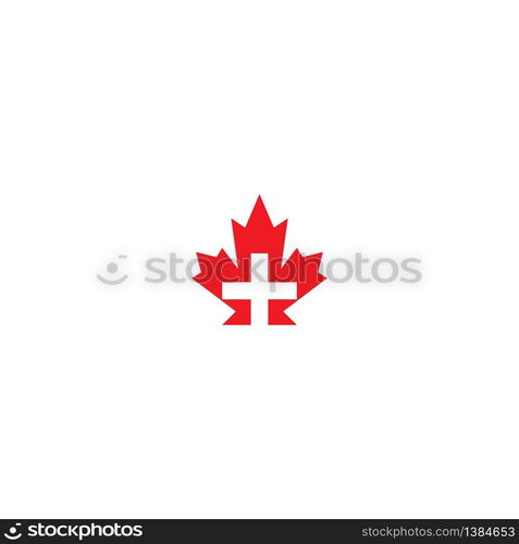 Maple leaf medical pharmacy logo icon illustration