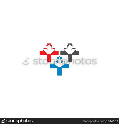 Maple leaf medical pharmacy logo icon illustration