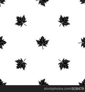 Maple leaf pattern repeat seamless in black color for any design. Vector geometric illustration. Maple leaf pattern seamless black