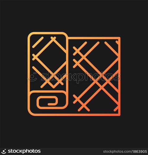 Maple leaf tartan pattern gradient vector icon for dark theme. Textile in colors of maple leaflet. Traditional fabric. Thin line color symbol. Modern style pictogram. Vector isolated outline drawing. Maple leaf tartan pattern gradient vector icon for dark theme