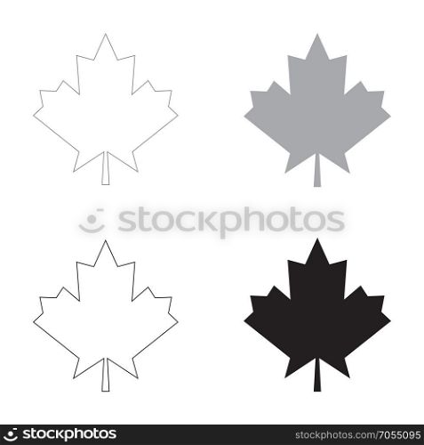 Maple leaf the black and grey color set icon .. Maple leaf it is the black and grey color set icon .