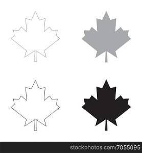 Maple leaf the black and grey color set icon .. Maple leaf it is the black and grey color set icon .