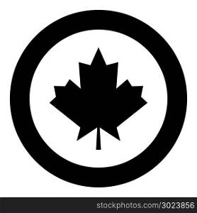 Maple leaf the black color icon in circle or round vector illustration
