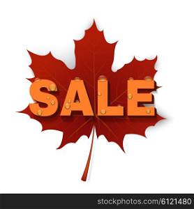 Maple Leaf with the SALE. Vector illustration