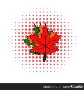 Maple leaves icon in comics style on a white background. Maple leaves icon, comics style
