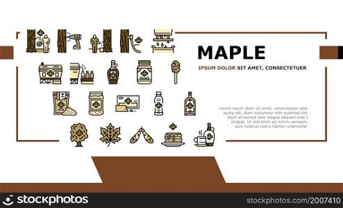 Maple Syrup Delicious Liquid Landing Web Page Header Banner Template Vector. Sap For Collection, Equipment For Filtration And Bottling On Factory Conveyor . Tasty Sweet Ingredient Pancake Illustration. Maple Syrup Delicious Liquid Landing Header Vector