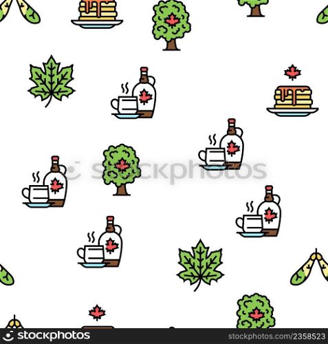 Maple Syrup Delicious Liquid Vector Seamless Pattern Thin Line Illustration. Maple Syrup Delicious Liquid Vector Seamless Pattern