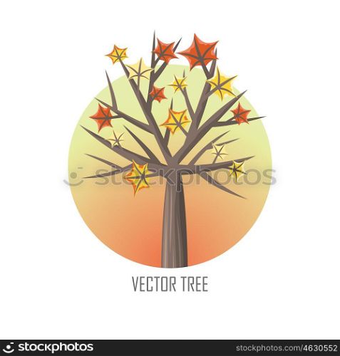 Maple Tree with Falling Leaves. Maple tree with falling leaves round icon. Tree forest, leaf tree isolated, tree branch, plant eco branch tree, organic natural wood illustration. Falling autumn leaves. Vector tree round icon.