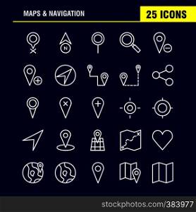Maps And Navigation Line Icon Pack For Designers And Developers. Icons Of Gps, Delete Map, Maps, Navigation, Compass, Gps, Heading, Vector