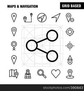 Maps And Navigation Line Icon Pack For Designers And Developers. Icons Of Gps, Delete Map, Maps, Navigation, Compass, Gps, Heading, Vector