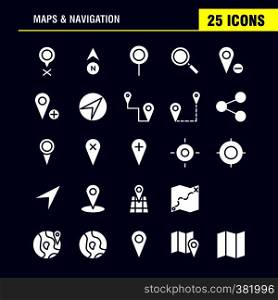 Maps And Navigation Solid Glyph Icon Pack For Designers And Developers. Icons Of Gps, Delete Map, Maps, Navigation, Compass, Gps, Heading, Vector