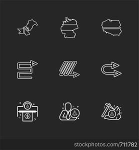 Maps , country , pakistan , arrows , right , zig zag , u turn , dollar, money ,axe,icon, vector, design, flat, collection, style, creative, icons