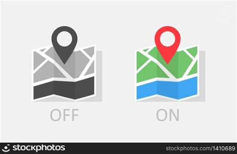 Maps navigator location on off icon Vector EPS 10. Maps navigator location on off icon. Vector EPS 10