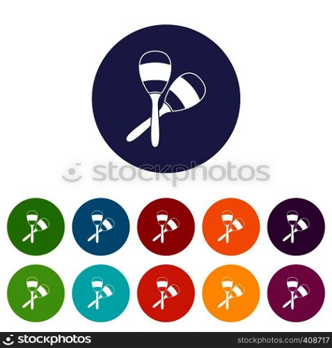 Maracas set icons in different colors isolated on white background. Maracas set icons