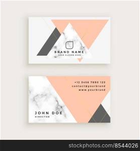 marble business card with triangle shapes in pastel colors