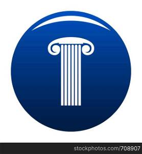 Marble column icon vector blue circle isolated on white background . Marble column icon blue vector