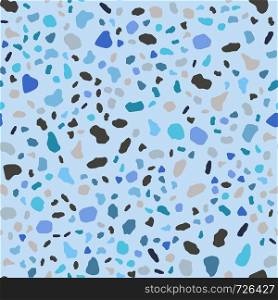 Marble wallpaper. Abstract terrazzo seamless pattern on blue background. Modern backdrop textured. Natural stone, granite, quartz shapes backdrop.. Marble wallpaper. Abstract terrazzo seamless pattern illustration