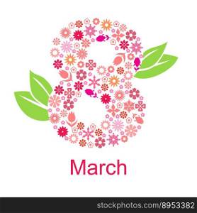 March 8 greeting card of flowers vector image
