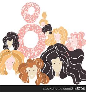 March 8. International Women&rsquo;s Day. Vector sketch illustration.. March 8. International Women&rsquo;s Day.