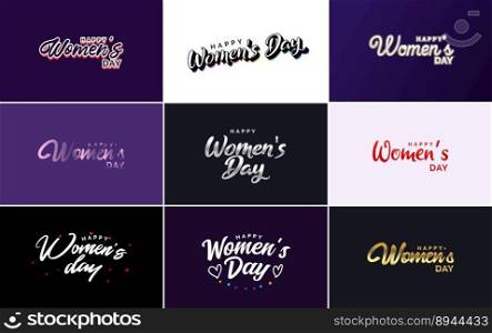 March 8 typographic design set with Happy Women’s Day text