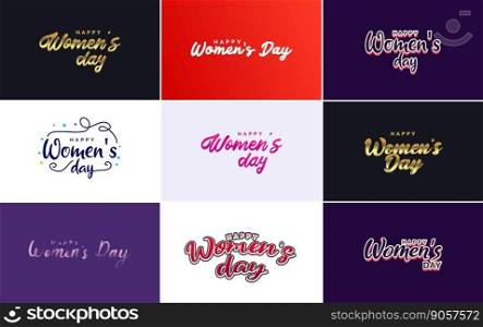 March 8 typographic design set with Happy Women’s Day text