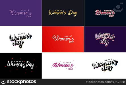 March 8th typographic design set with Happy Women&rsquo;s Day text