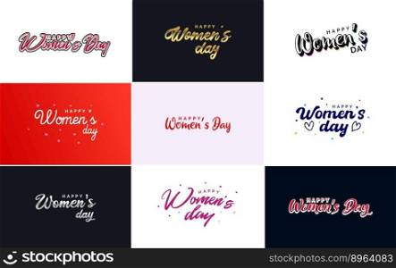 March 8th typographic design set with Happy Women&rsquo;s Day text