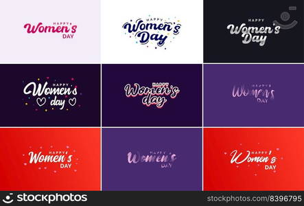 March 8th typographic design set with Happy Women’s Day text