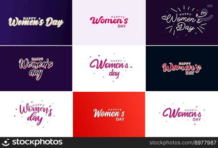 March 8th typographic design set with Happy Women’s Day text