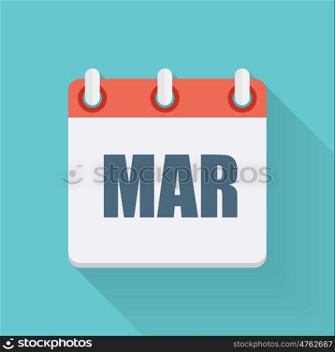 March Dates Flat Icon with Long Shadow. Vector Illustration EPS10. March Dates Flat Icon with Long Shadow. Vector Illustration
