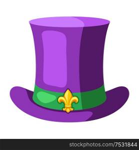 Mardi Gras carnival top hat. Illustration for traditional holiday or festival.. Mardi Gras carnival top hat.